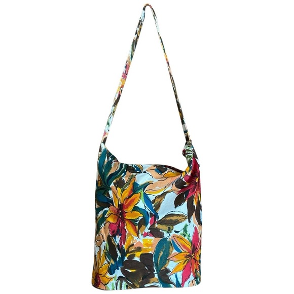 Handbags - Colorful Floral Canvas Crossbody Bag